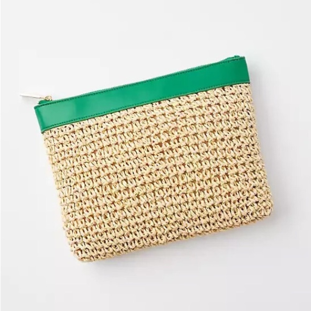 LOFT Green and Tan Woven Bag